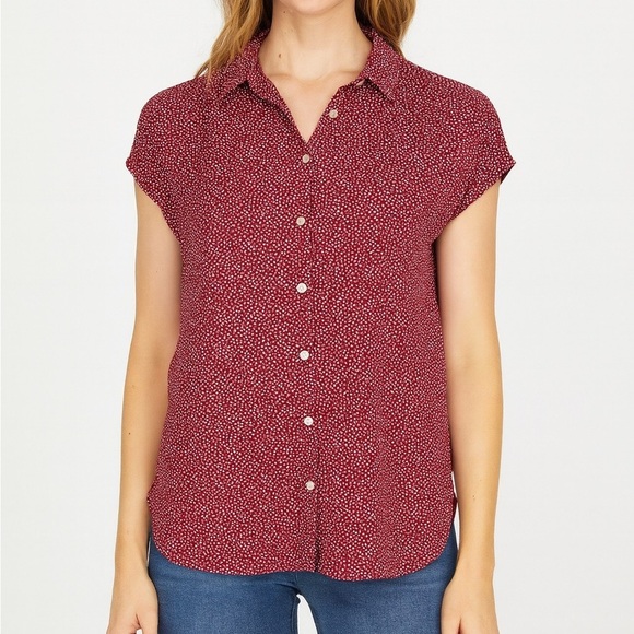 LOFT Tops - 5/$25 LOFT Crimson and White Geometric Shirt